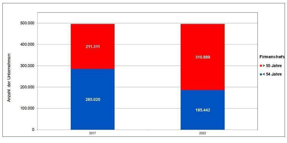 Balkendiagramm zu Unternehmensarten & dem Altersdurchschnitt Ihrer Firmenchefs