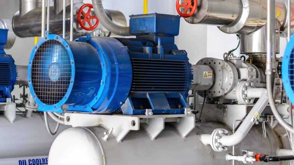 Bild einer blauen Kompressoranlage