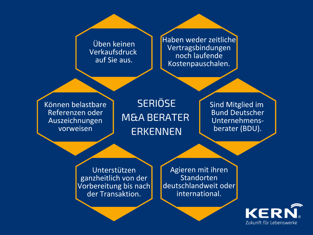 Infografik Seriöse M&A Berater erkennen