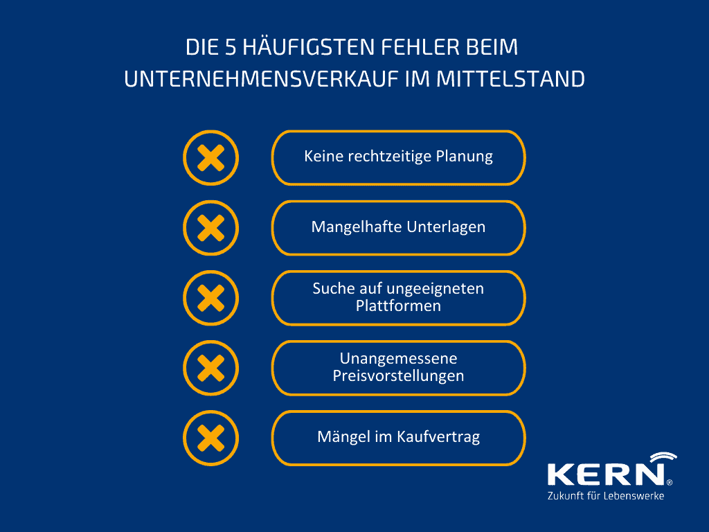 Die 5 häufigsten Fehler beim Unternehmensverkauf im Mittelstand