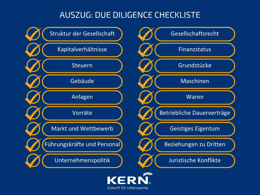 Grafik: Auszug aus der Due Diligence Checkliste