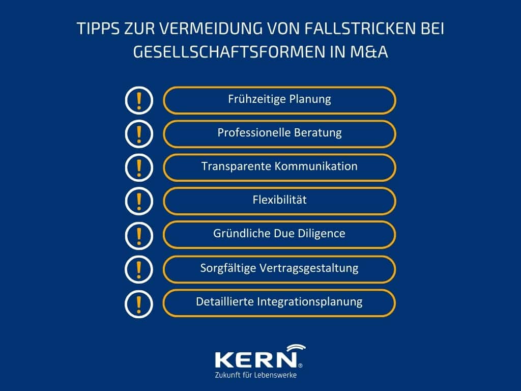 Grafik Tipps zur Vermeidung von Fallstricken bei Gesellschaftsformen in M&A
